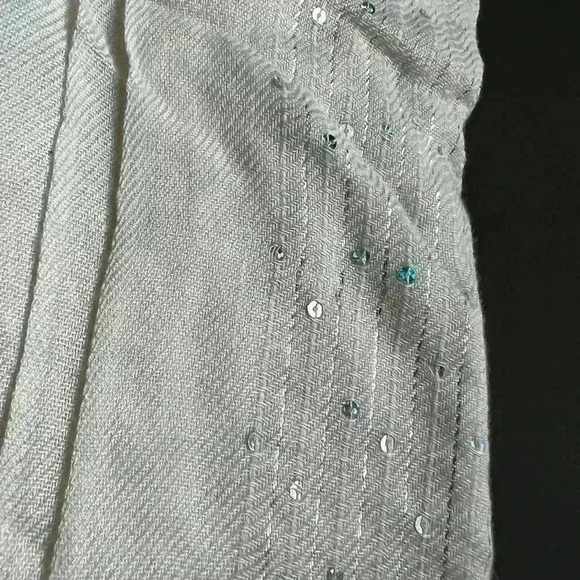 Cejon White Sequins Glittery Soft Rayon Metallic Formal  Scarf - Picture 5 of 8
